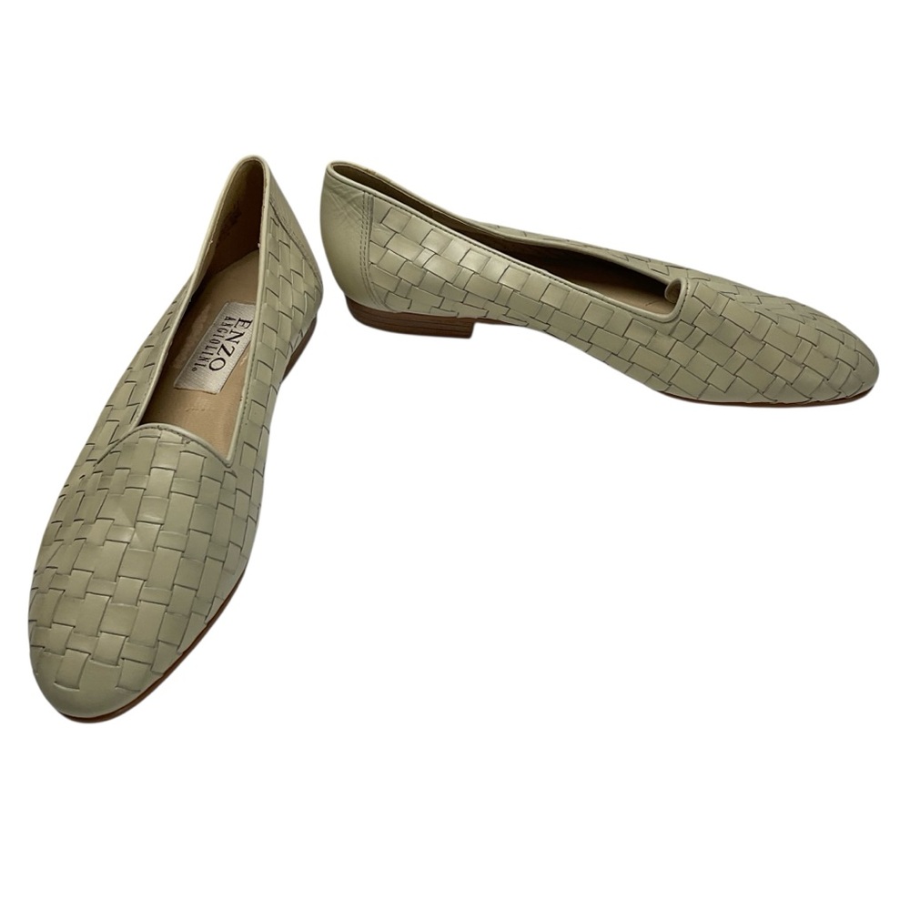 Enzo Angiolini Cream Woven Leather Flats Size 7 Casual Chic Loafers